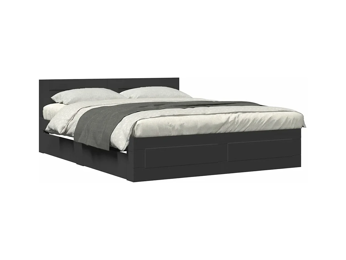 Bedframe met hoofdeinde zonder matras 160x200 cm zwart