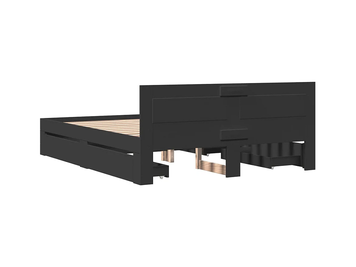 Bedframe met hoofdeinde zonder matras 160x200 cm zwart