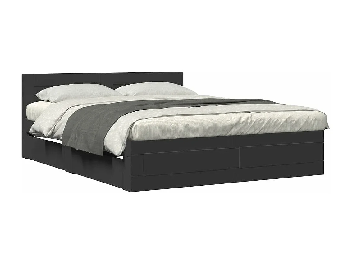 Bedframe met hoofdeinde zonder matras 160x200 cm zwart