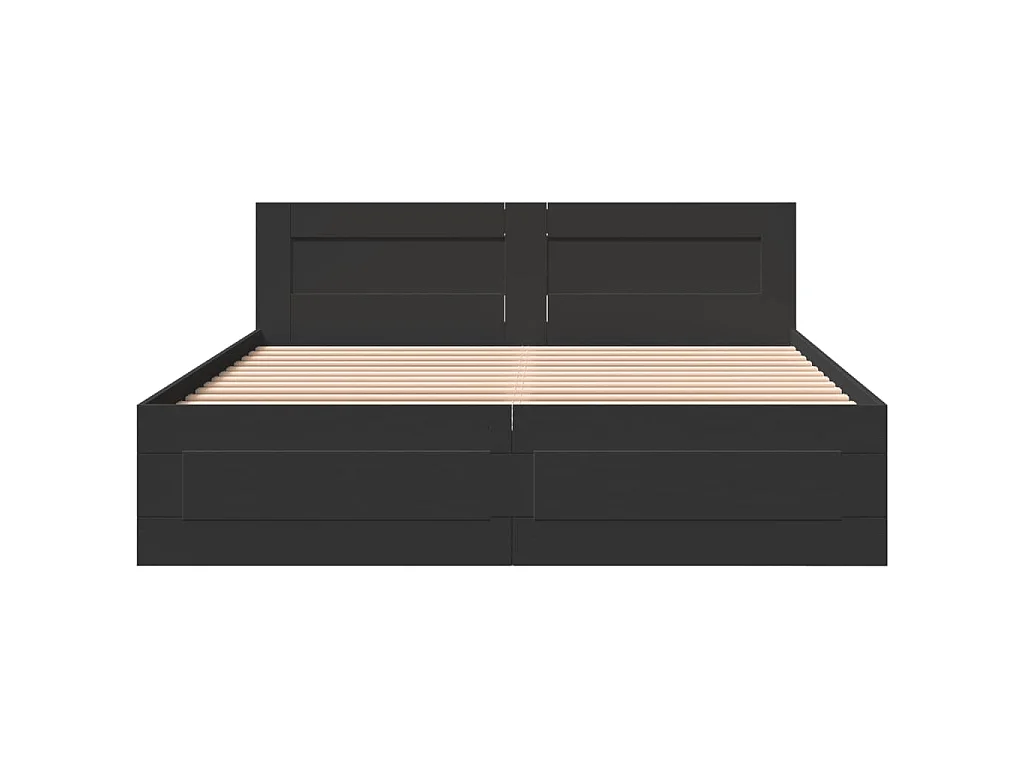 Cadre de lit avec tête de lit sans matelas noir 160x200 cm