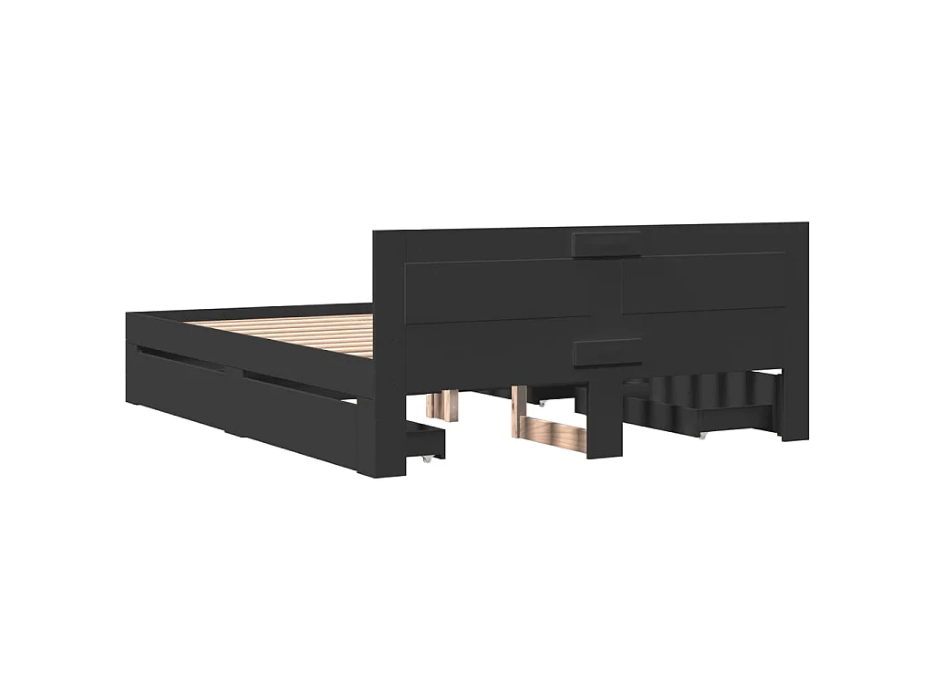 Cadre de lit avec tête de lit sans matelas noir 160x200 cm