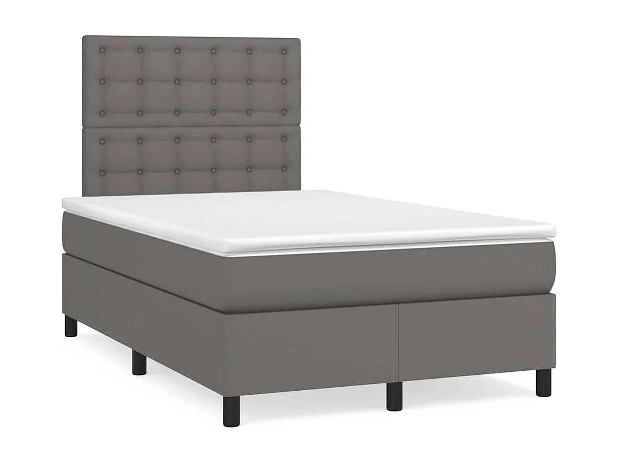 Sommier à lattes de lit matelas LED gris 120x190 cm similicuir