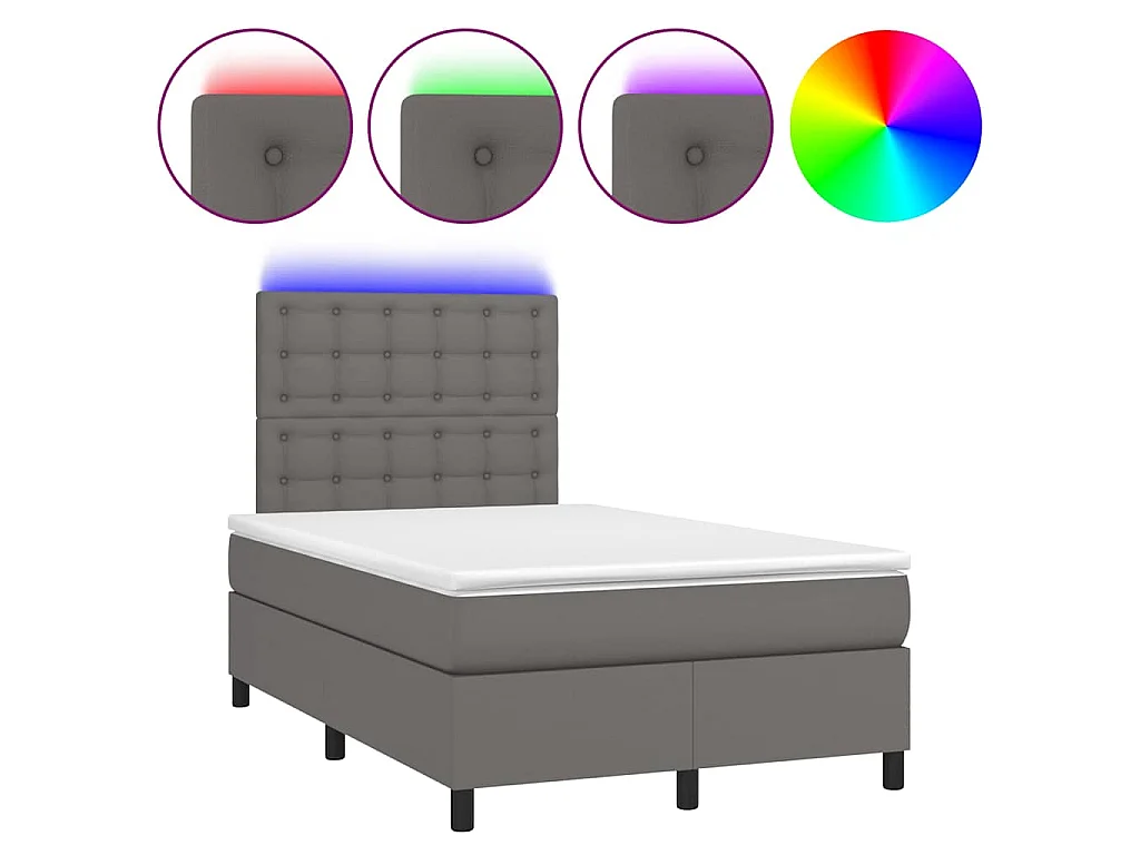 Boxspring met matras en LED kunstleer grijs 120x190 cm