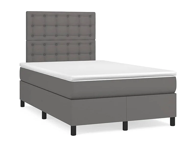 Sommier à lattes de lit matelas LED gris 120x190 cm similicuir