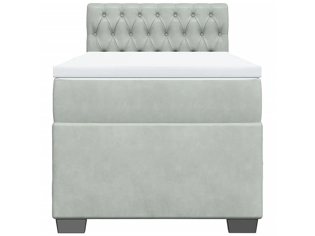 Boxspring met matras fluweel lichtgrijs 90x190 cm