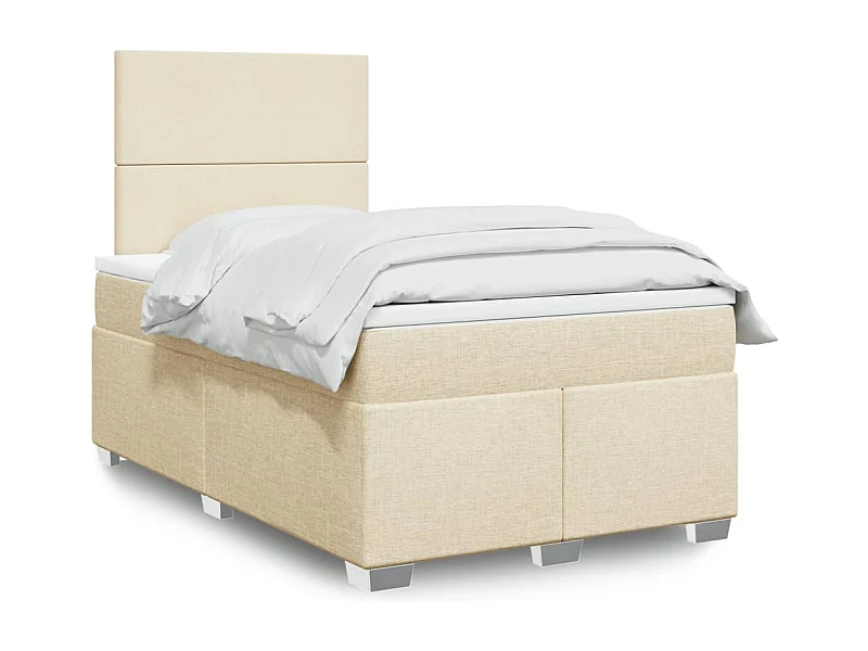 Sommier à lattes de lit avec matelas crème 120x190 cm tissu