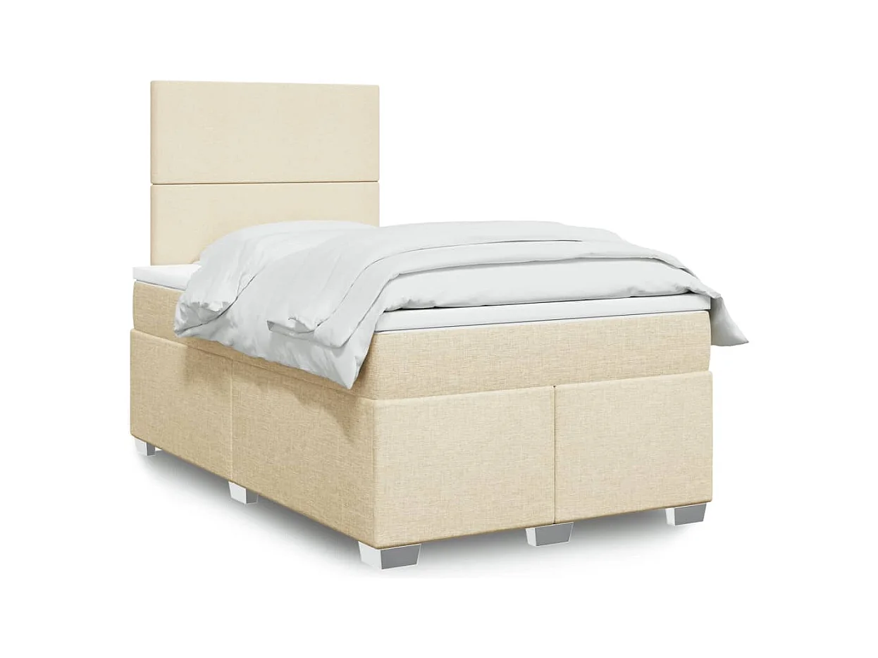 Boxspringbett mit Matratze Creme 120x190 cm Stoff
