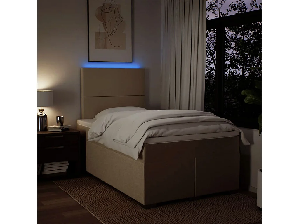 Sommier à lattes de lit avec matelas crème 120x190 cm tissu