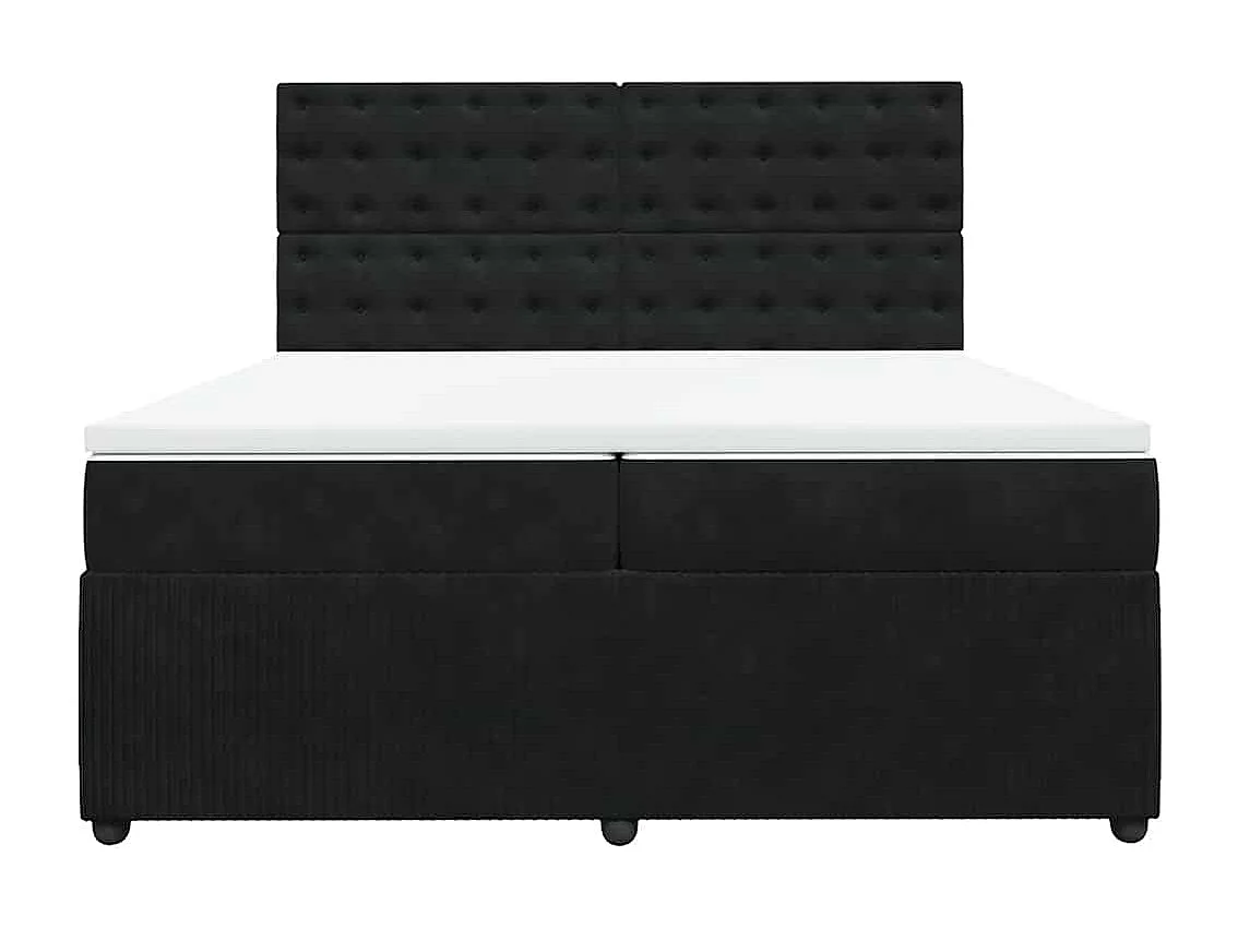 Sommier à lattes de lit et matelas Noir 200x200 cm Velours