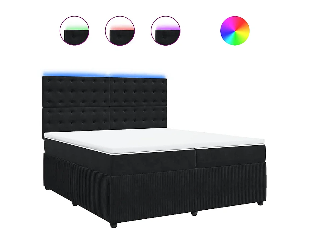 Cama box spring con colchón terciopelo negro 200x200 cm