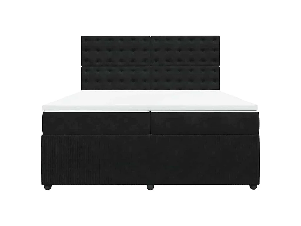 Cama box spring con colchón terciopelo negro 200x200 cm