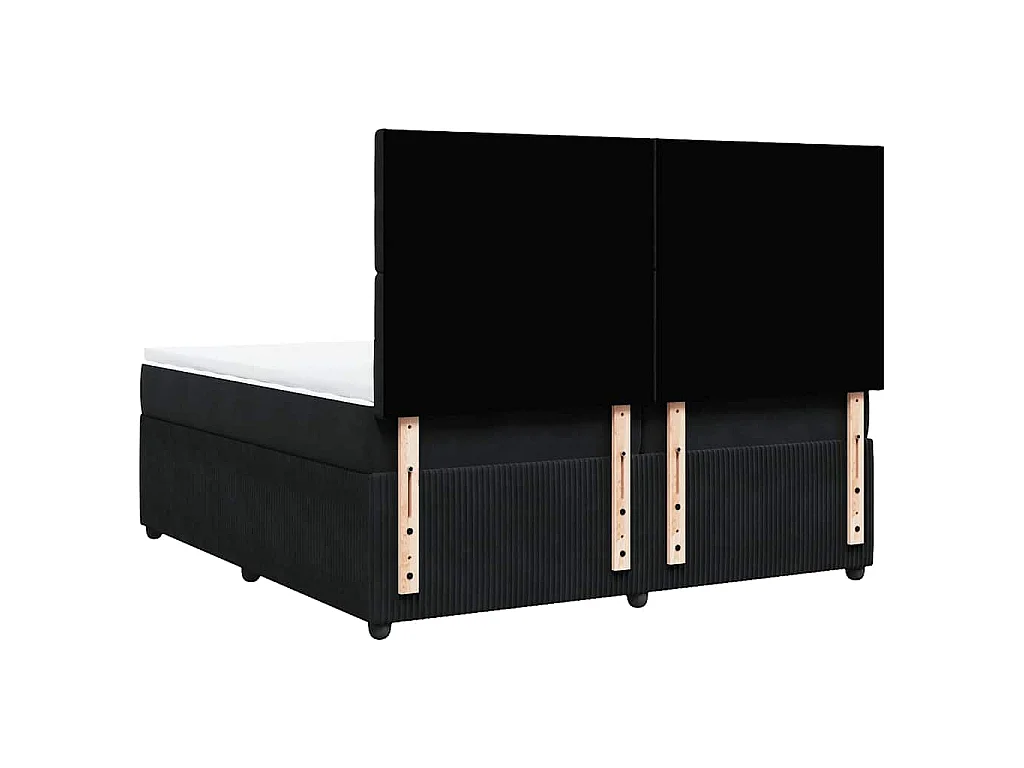 Cama box spring con colchón terciopelo negro 200x200 cm