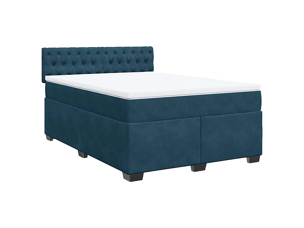 Boxspringbett mit Matratze Dunkelblau 140x200 cm Samt