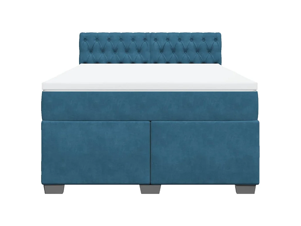 Boxspringbett mit Matratze Dunkelblau 140x200 cm Samt