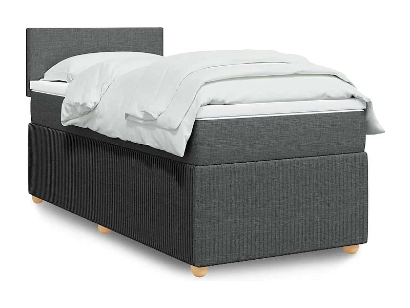 Boxspringbett mit Matratze Dunkelgrau 90x190 cm Stoff