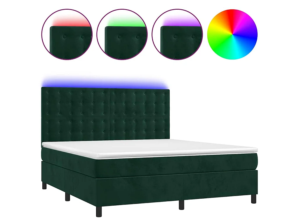 Boxspringbett mit Matratze & LED Dunkelgrün 160x200 cm Samt