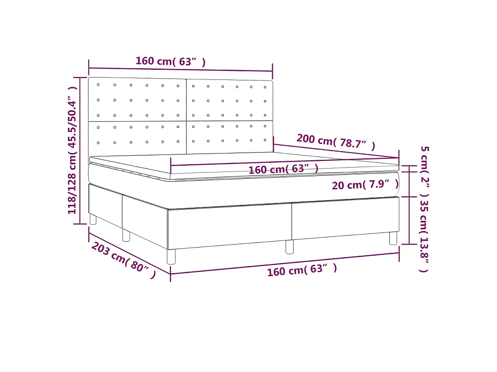 Boxspringbett mit Matratze & LED Dunkelgrün 160x200 cm Samt