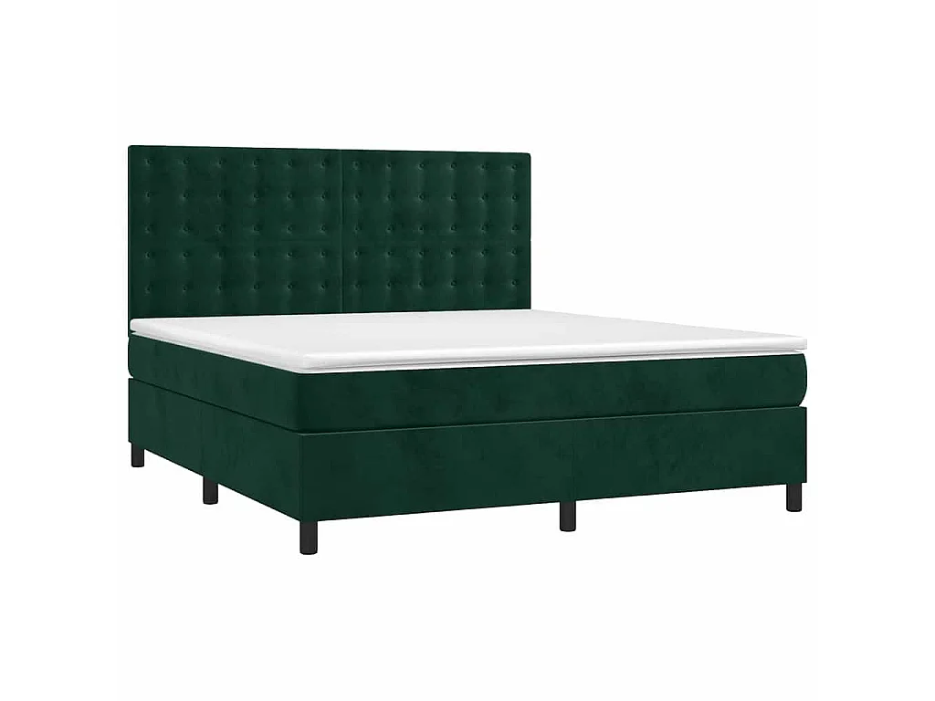 Sommier à lattes de lit matelas et LED Vert foncé 160x200 cm