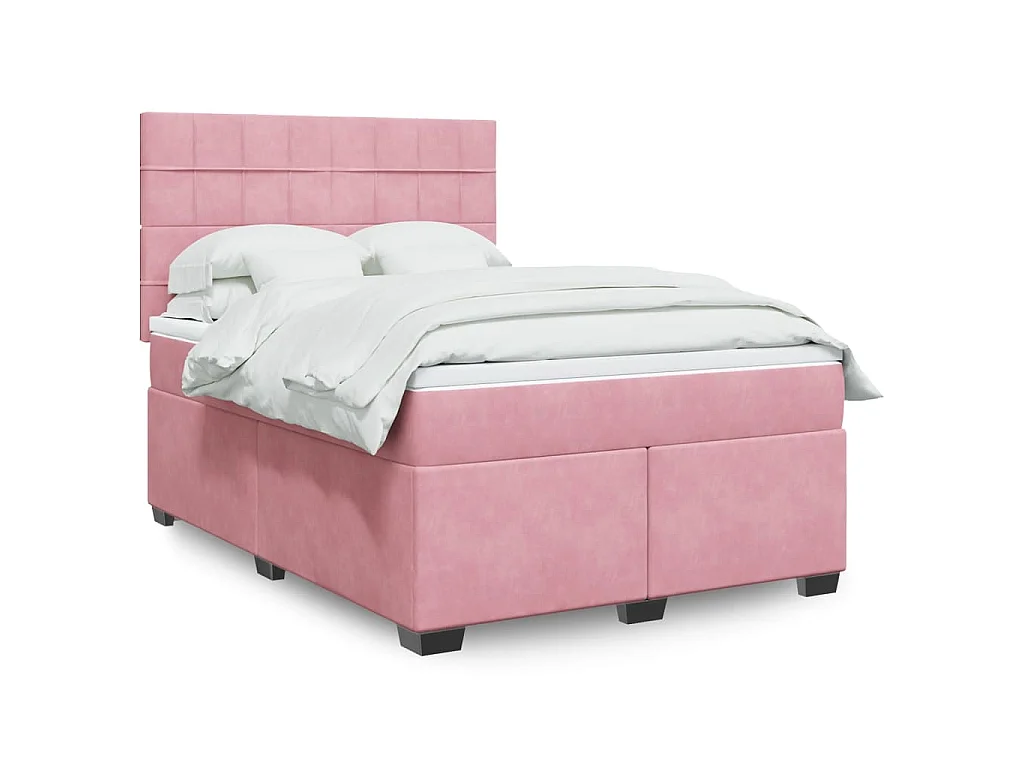 Boxspringbett mit Matratze Rosa 160x200 cm Samt