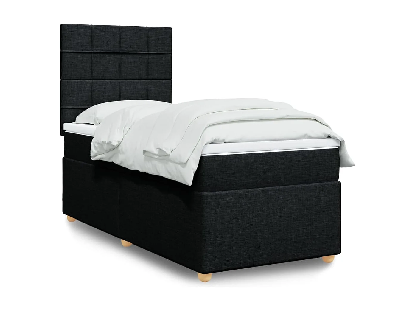 Boxspring met matras stof zwart 90x190 cm