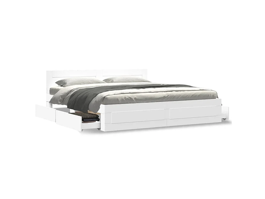Cadre de lit avec tête de lit sans matelas blanc 180x200 cm
