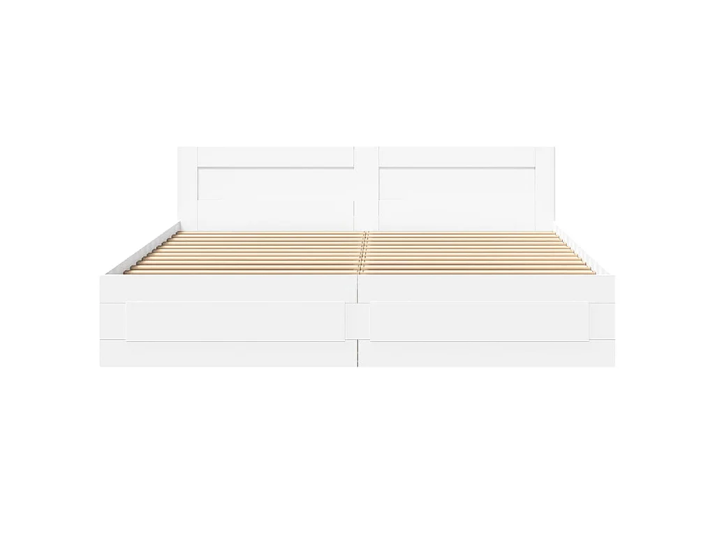 Cadre de lit avec tête de lit sans matelas blanc 180x200 cm