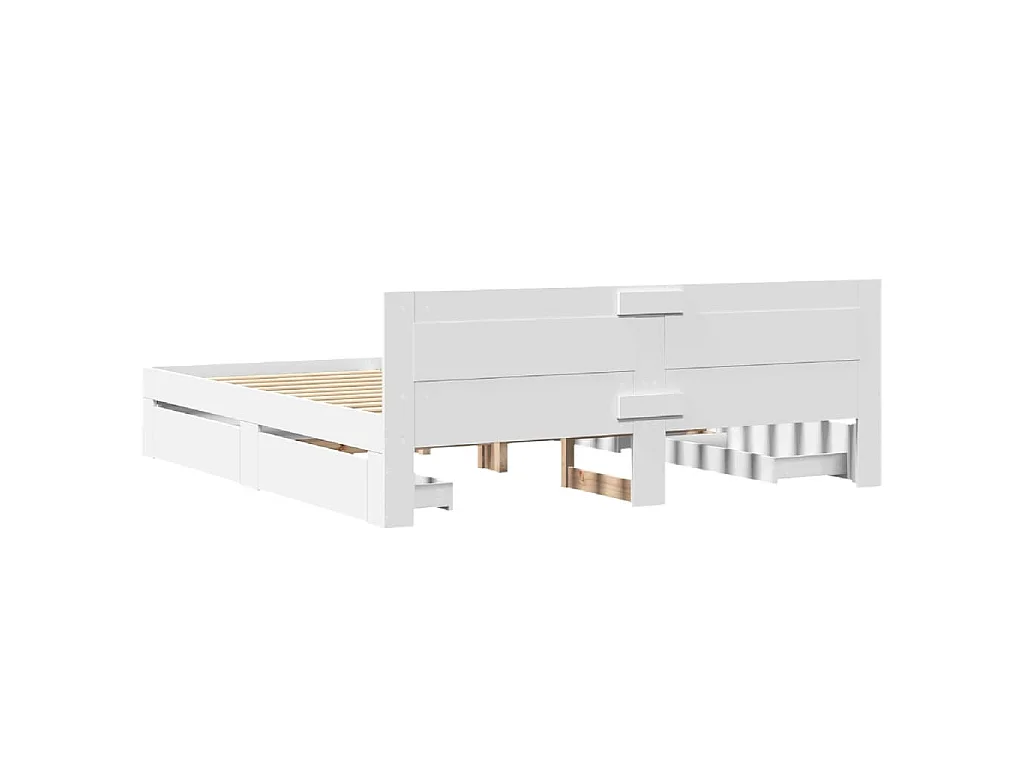 Cadre de lit avec tête de lit sans matelas blanc 180x200 cm