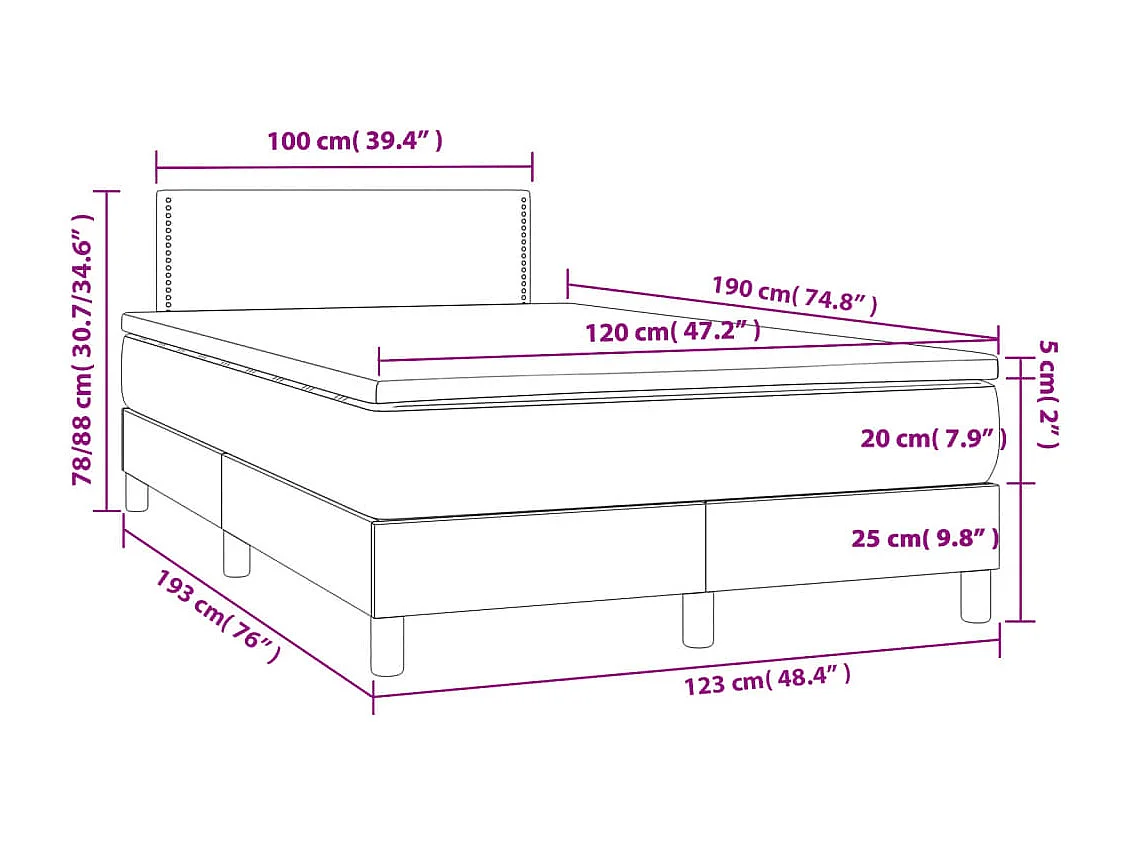 Boxspringbett mit Matratze Creme 120x190 cm Stoff