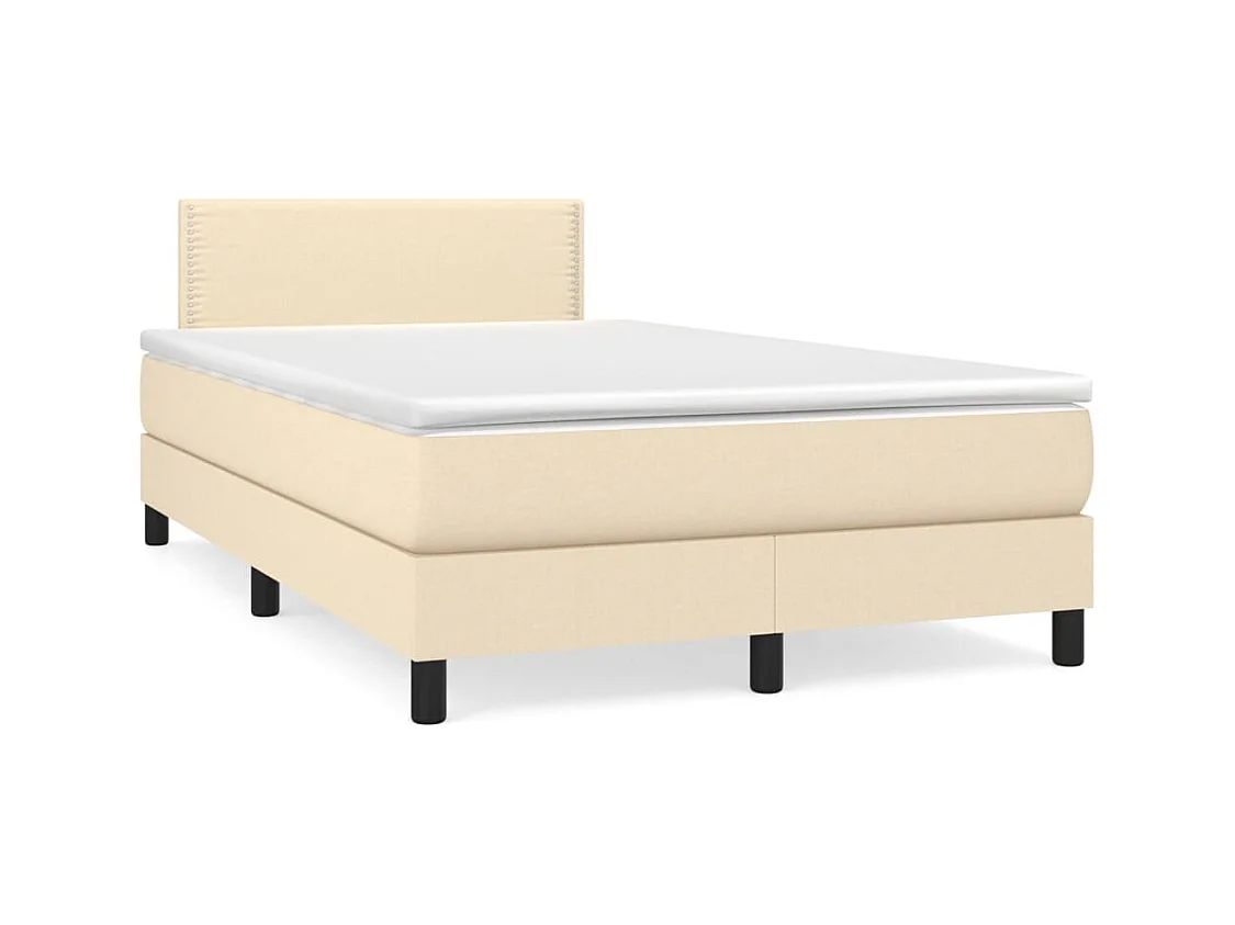 Sommier à lattes de lit avec matelas crème 120x190 cm tissu