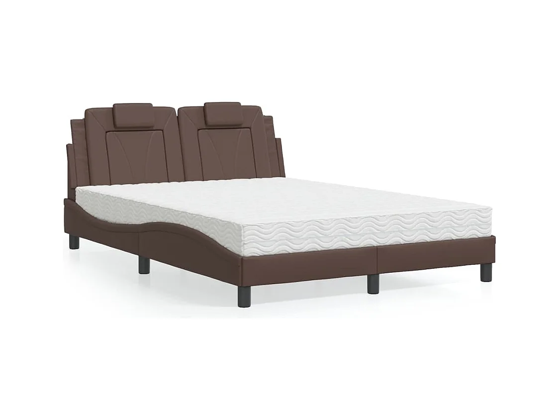 Lit avec matelas marron 140x200 cm similicuir