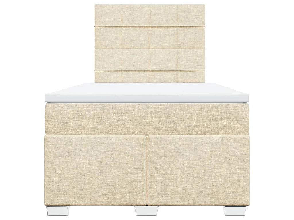 Cama box spring con colchón tela color crema 120x190 cm