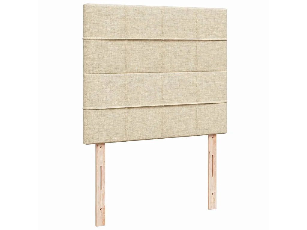 Cama box spring con colchón tela color crema 120x190 cm