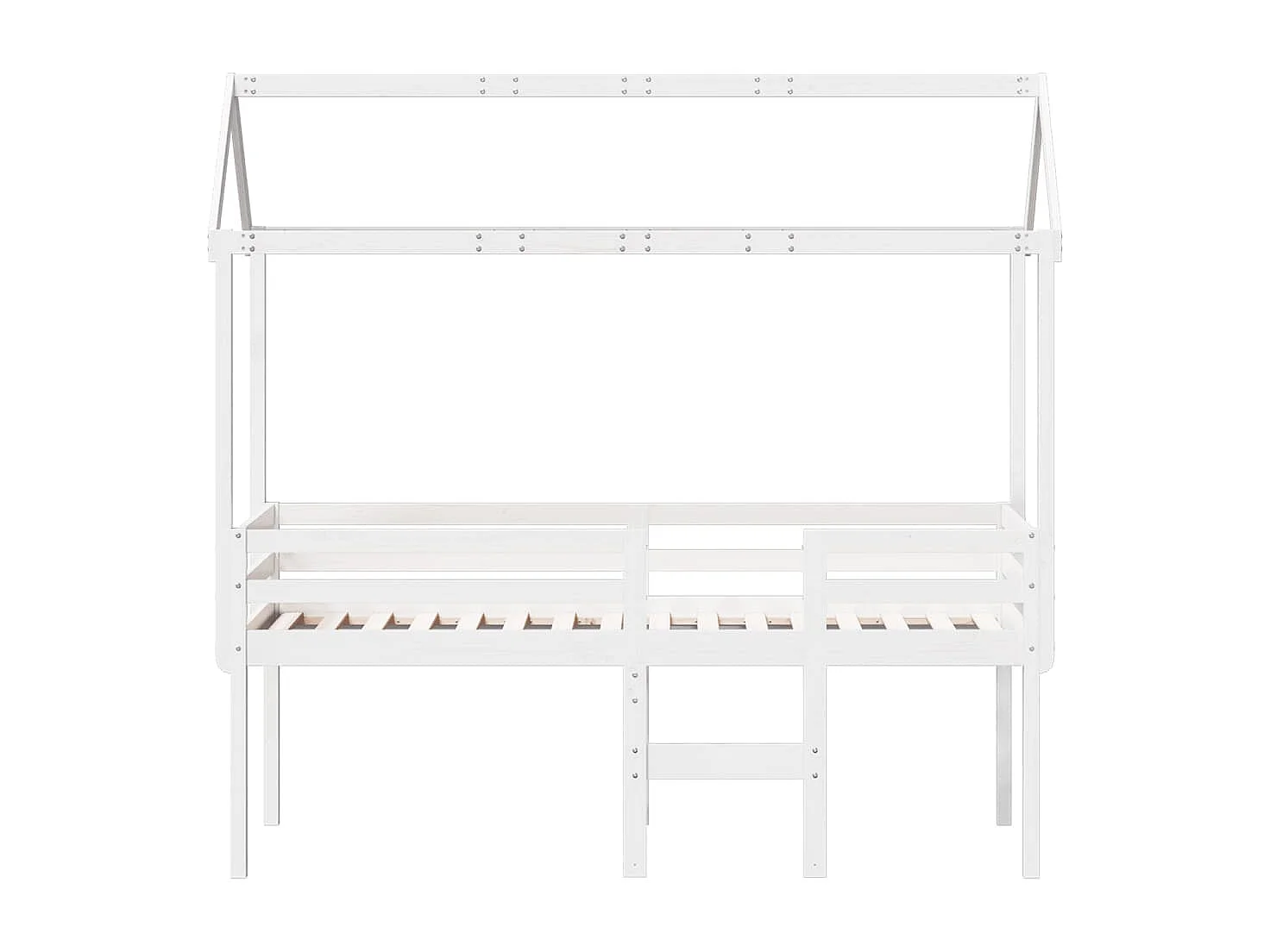 Hoogslaper met dak massief grenenhout wit 80x200 cm