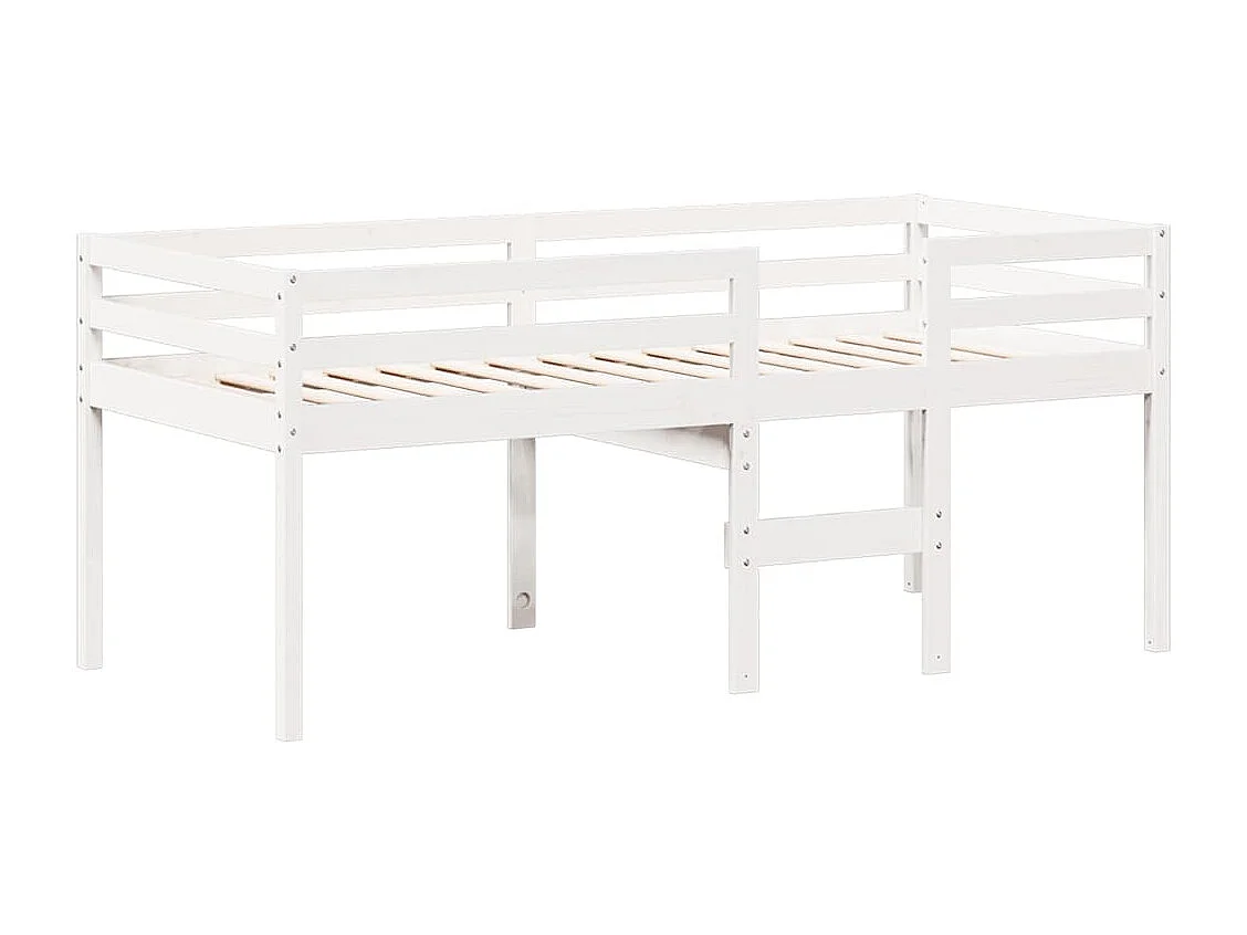 Hochbett mit Dach Weiß 80x200 cm Massivholz Kiefer