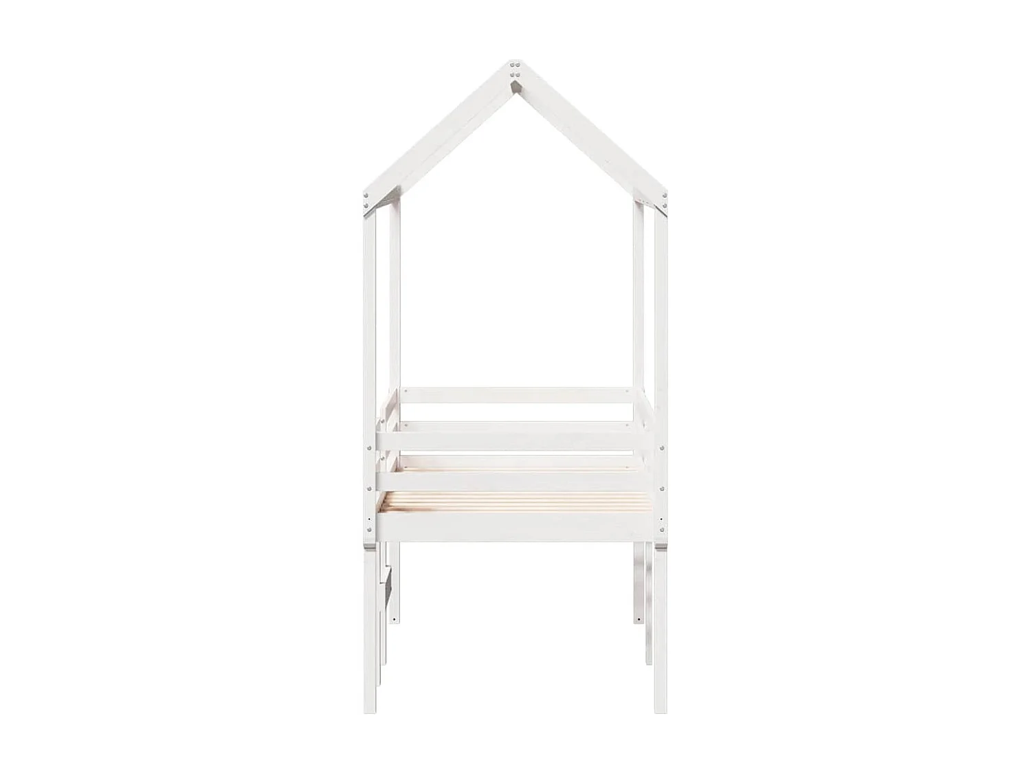 Hochbett mit Dach Weiß 80x200 cm Massivholz Kiefer