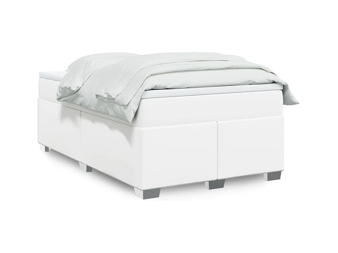 Sommier à lattes de lit avec matelas blanc 120x190cm similicuir