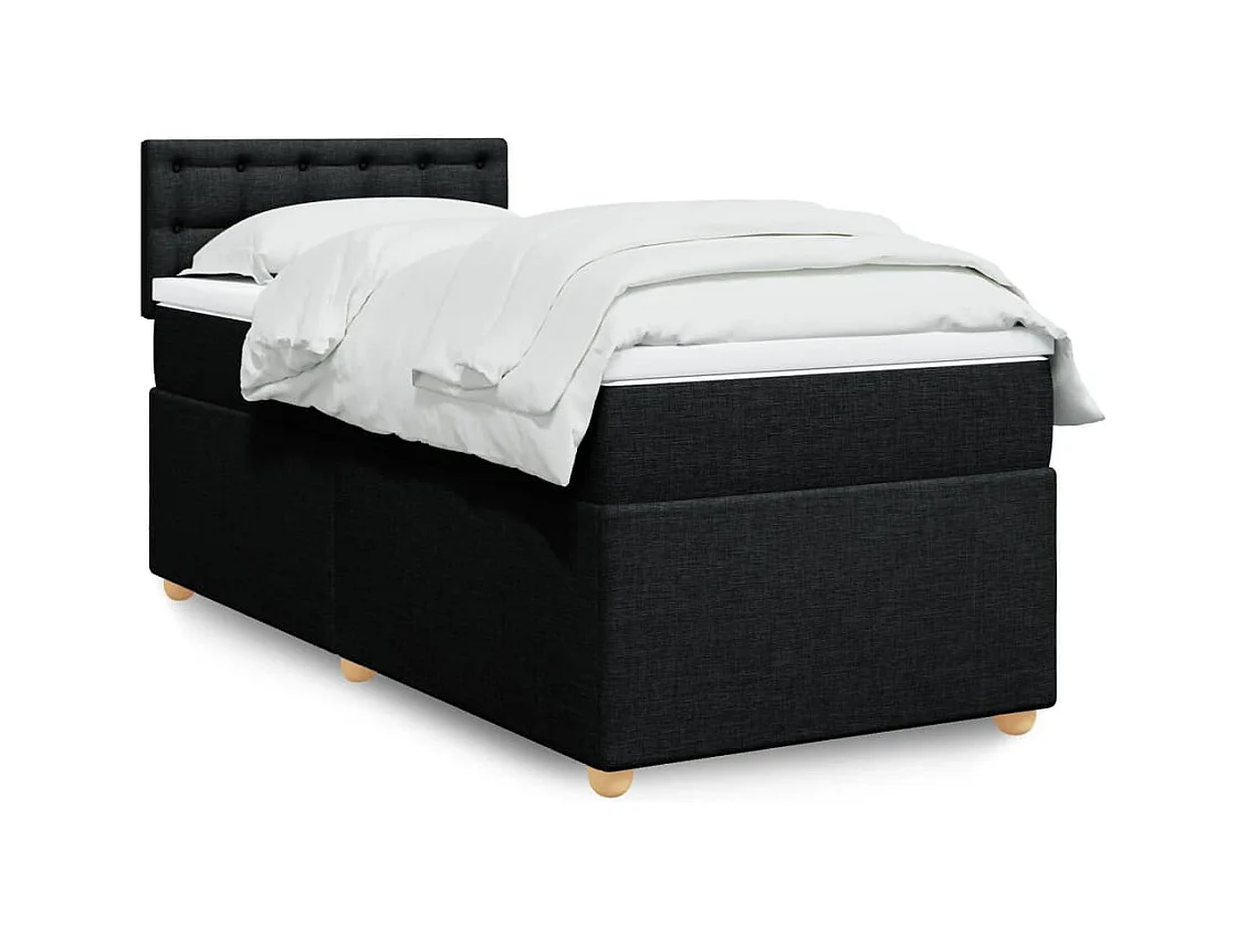 Sommier à lattes de lit avec matelas Noir 90x200 cm Tissu