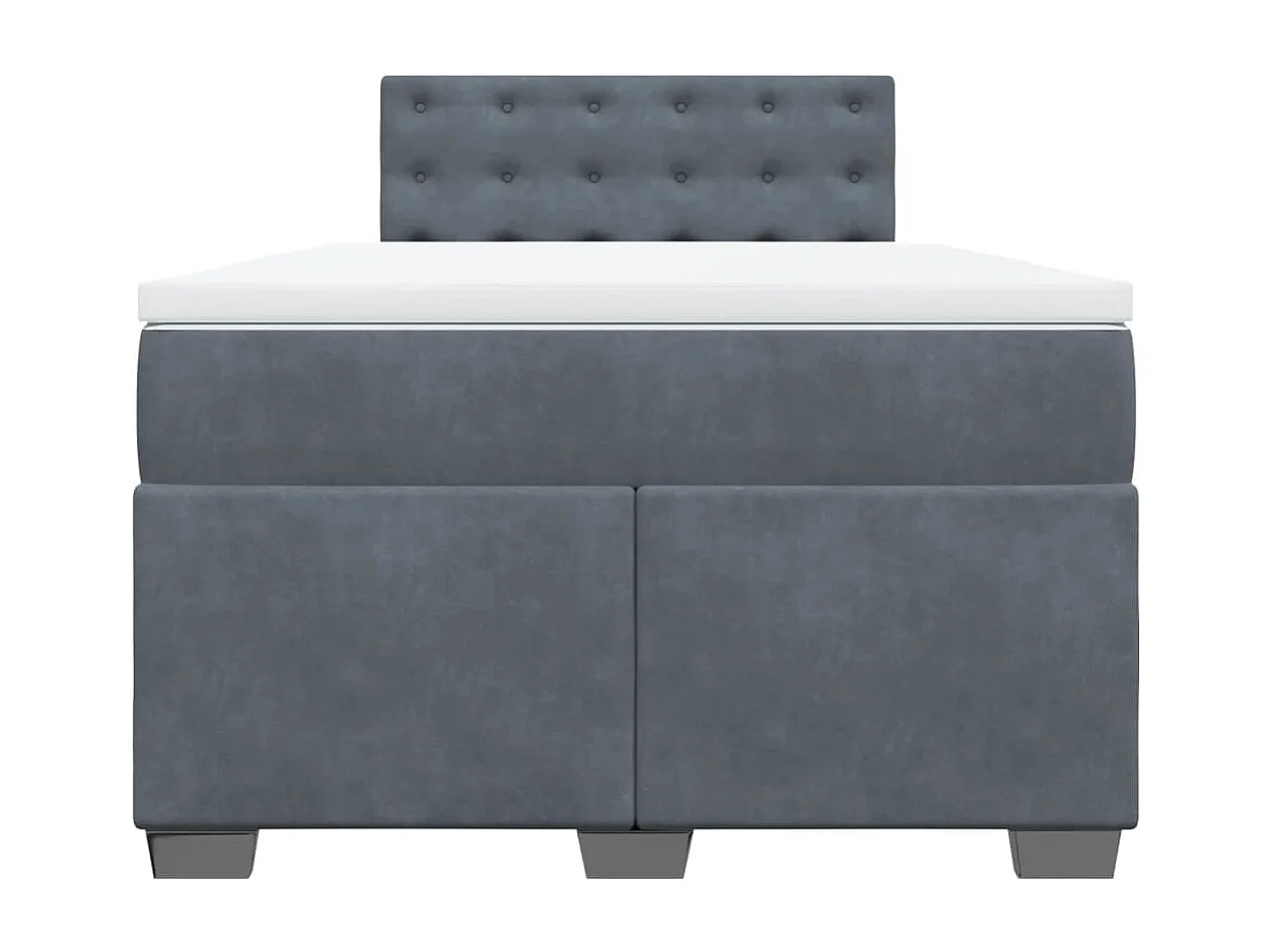 Cama box spring con colchón terciopelo gris oscuro 120x200 cm