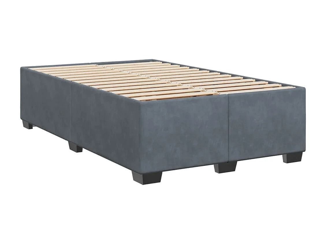 Cama box spring con colchón terciopelo gris oscuro 120x200 cm