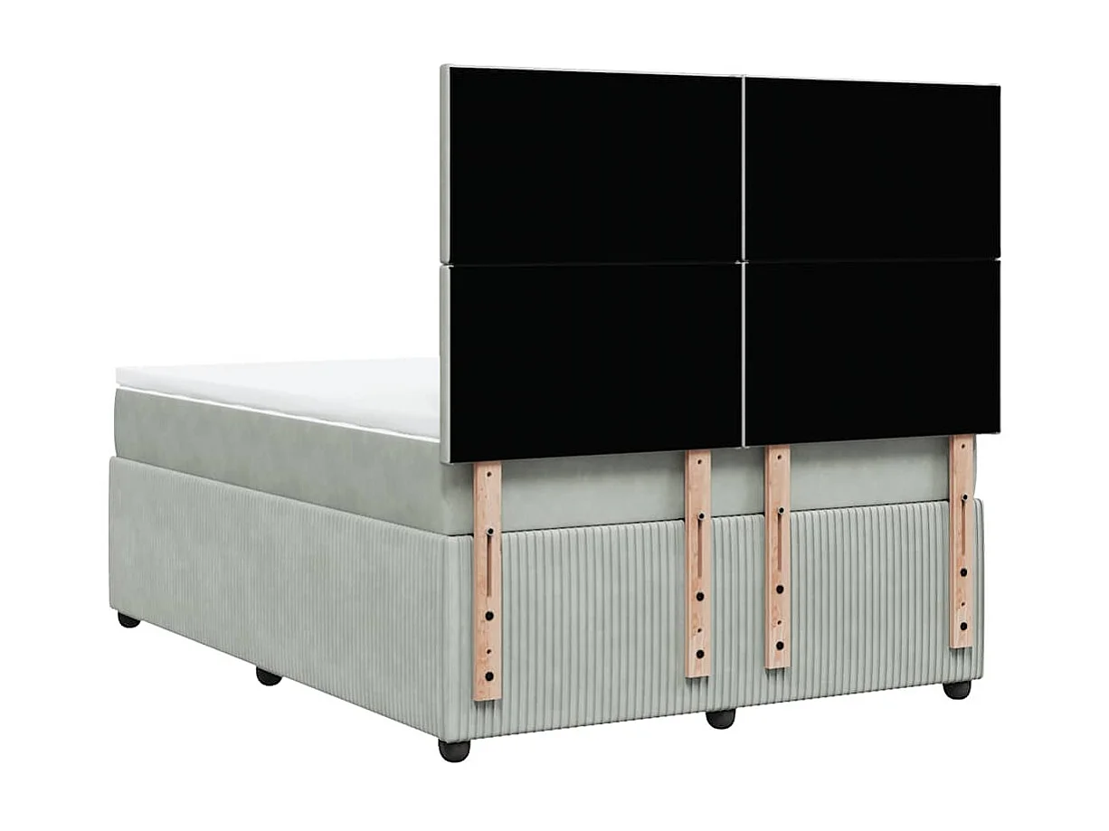 Boxspring met matras fluweel lichtgrijs 140x190 cm