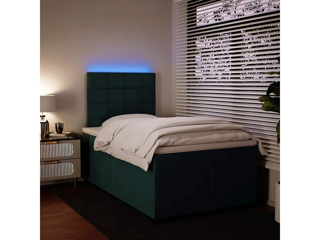 Boxspring met matras fluweel donkergroen 120x190 cm