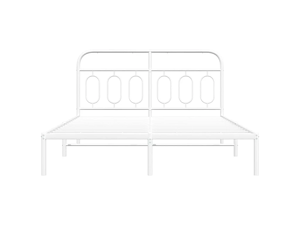 Cadre de lit métal sans matelas et tête de lit blanc 135x190 cm