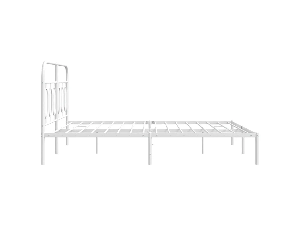Cadre de lit métal sans matelas et tête de lit blanc 135x190 cm