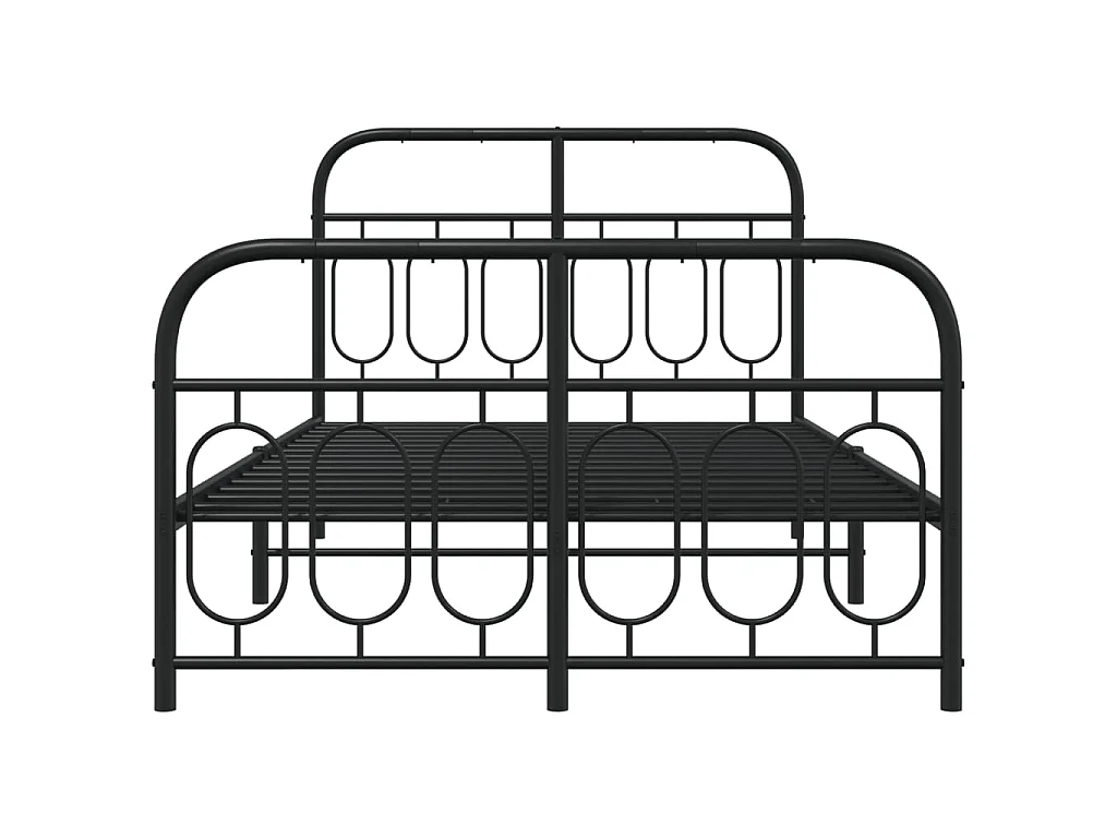 Cadre de lit métal sans matelas avec pied de lit noir 120x190cm