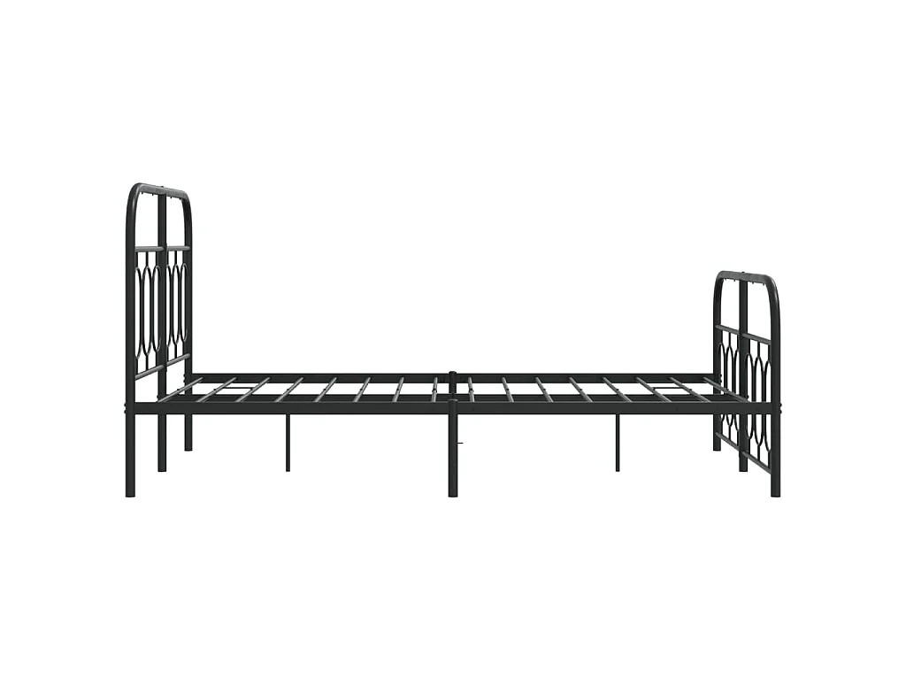 Cadre de lit métal sans matelas avec pied de lit noir 120x190cm
