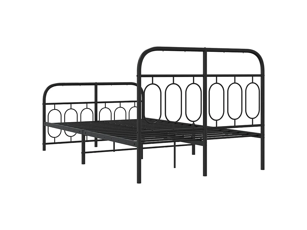 Cadre de lit métal sans matelas avec pied de lit noir 120x190cm