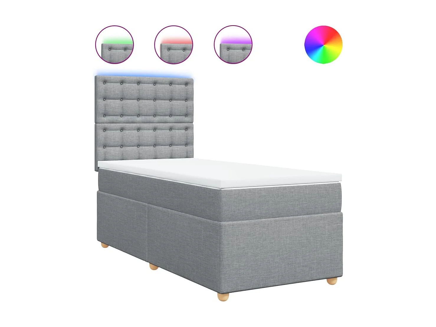 Cama com molas/colchão 90x200 cm tecido cinza-claro