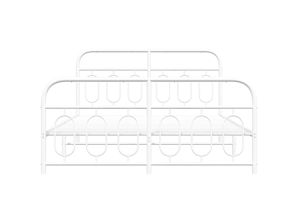 Cadre de lit métal sans matelas et pied de lit blanc 140x190 cm