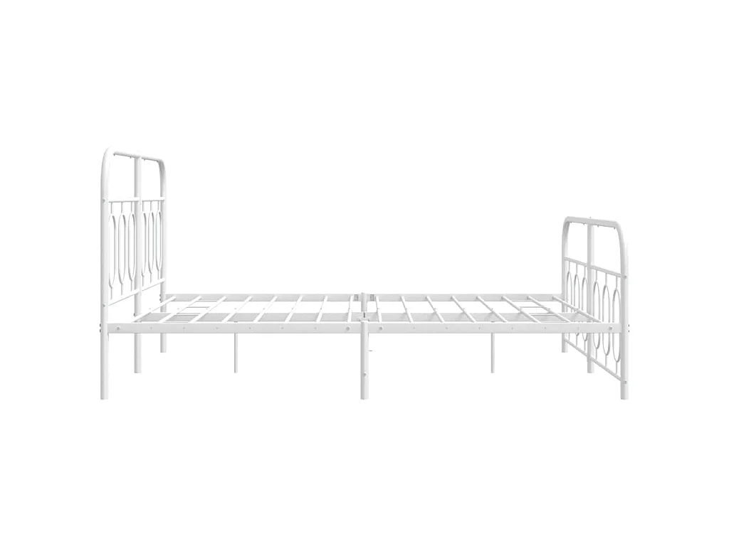 Cadre de lit métal sans matelas et pied de lit blanc 140x190 cm