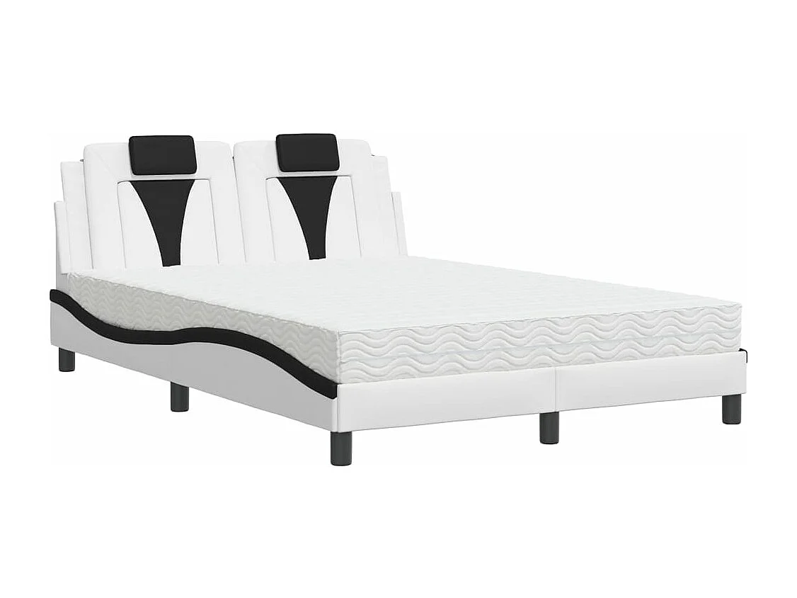 Letto Viana con Materasso Bianco e Nero 140x200 cm in Similpelle